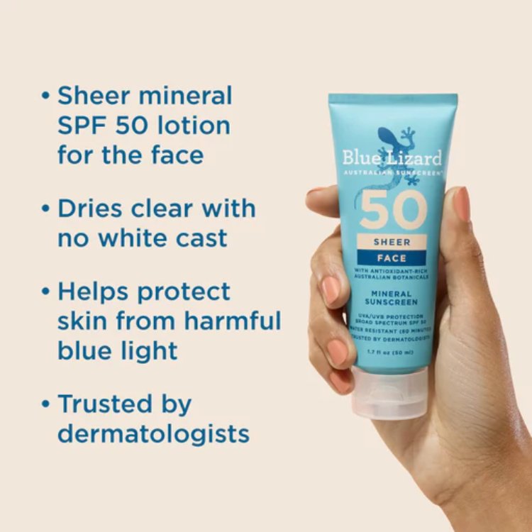 Blue Lizard Sunscreen Lotion Sheer Face SPF 50