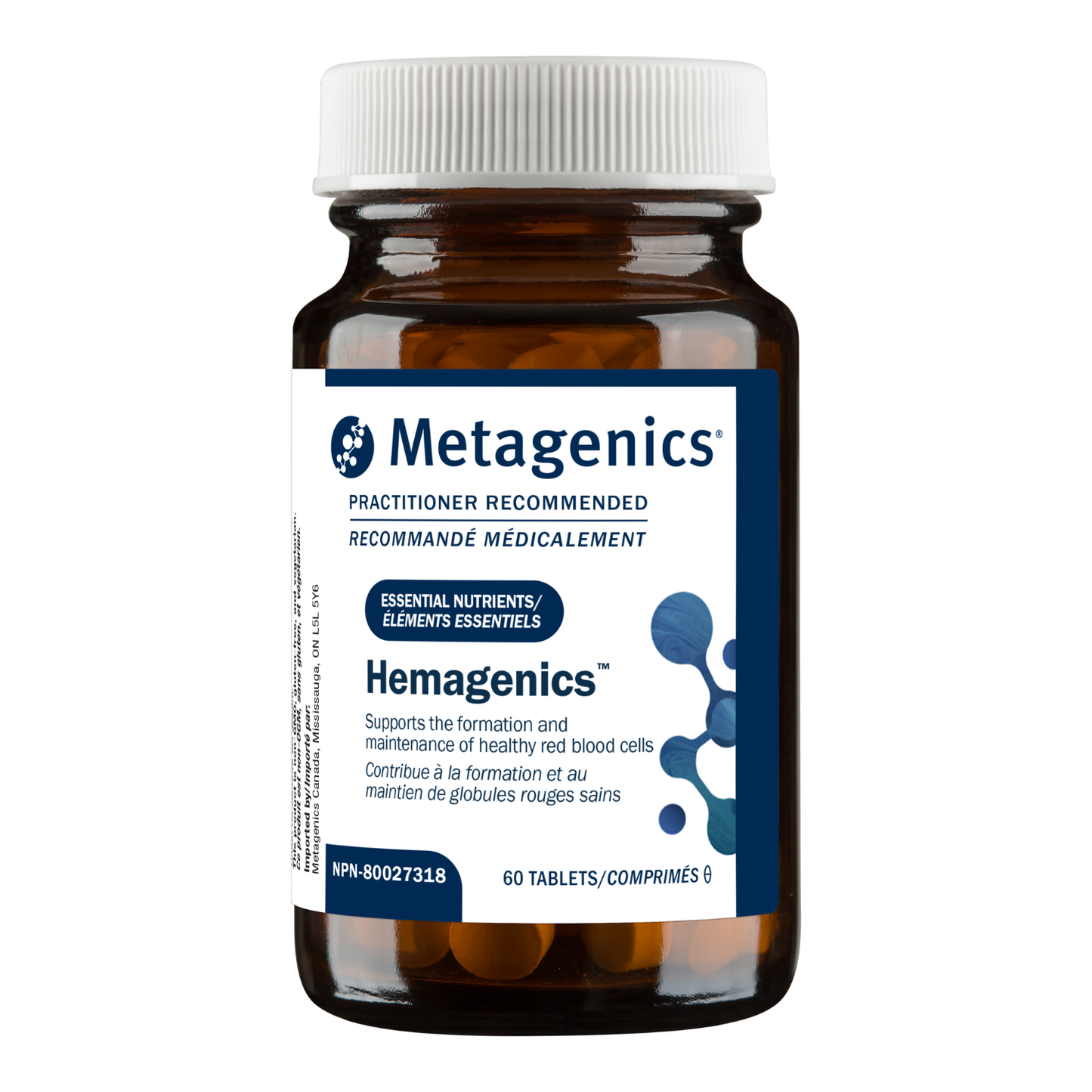 Metagenics Hemagenics supplement bottle on a white background