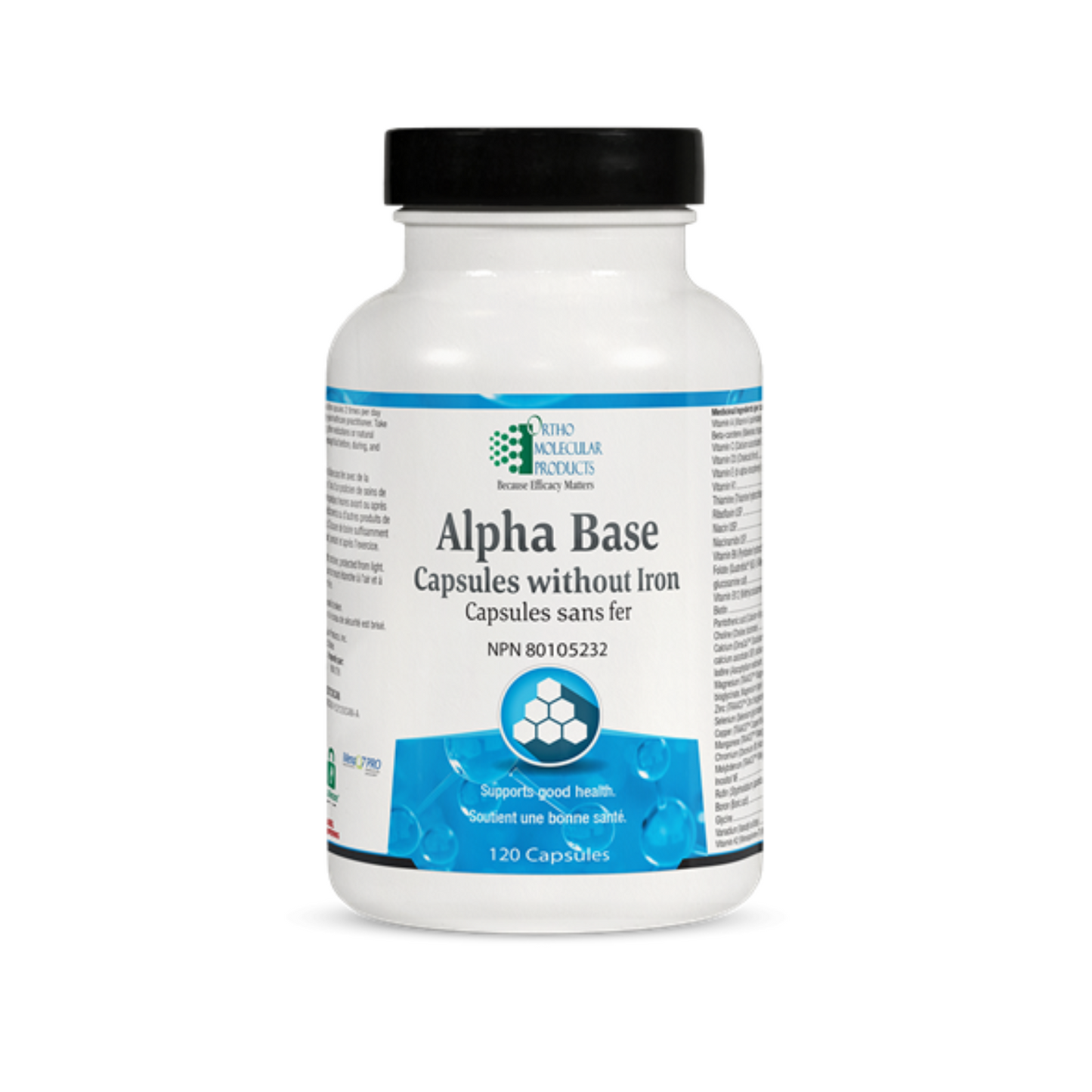 Ortho Molecular Products Alpha Base Capsules without Iron