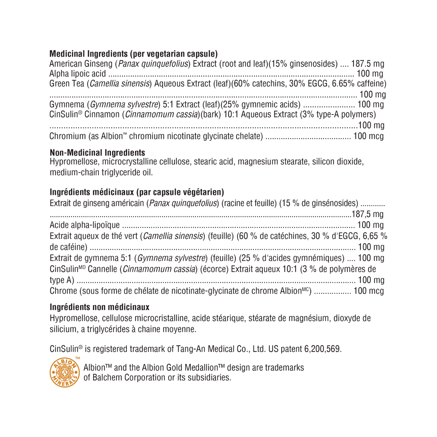 Xymogen CinnDromeX Ingredient List