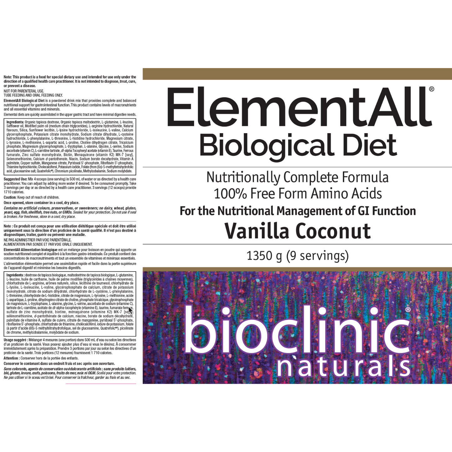 Bioclinic Naturals ElementAll™ Biological Diet Vanilla Coconut