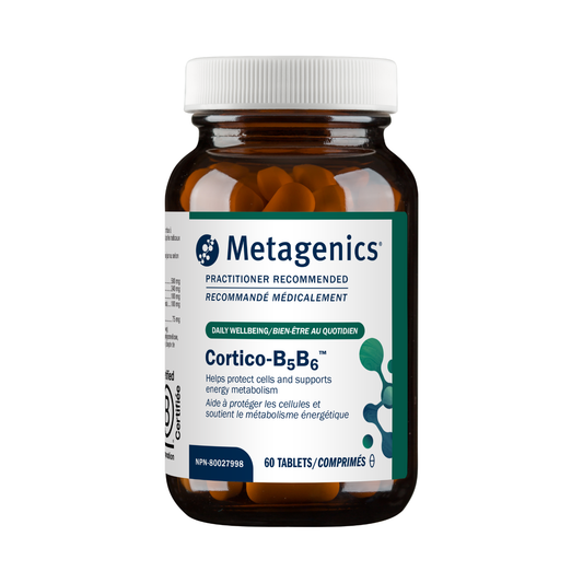 Metagenics Cortico-B5B6 supplement bottle on a white background