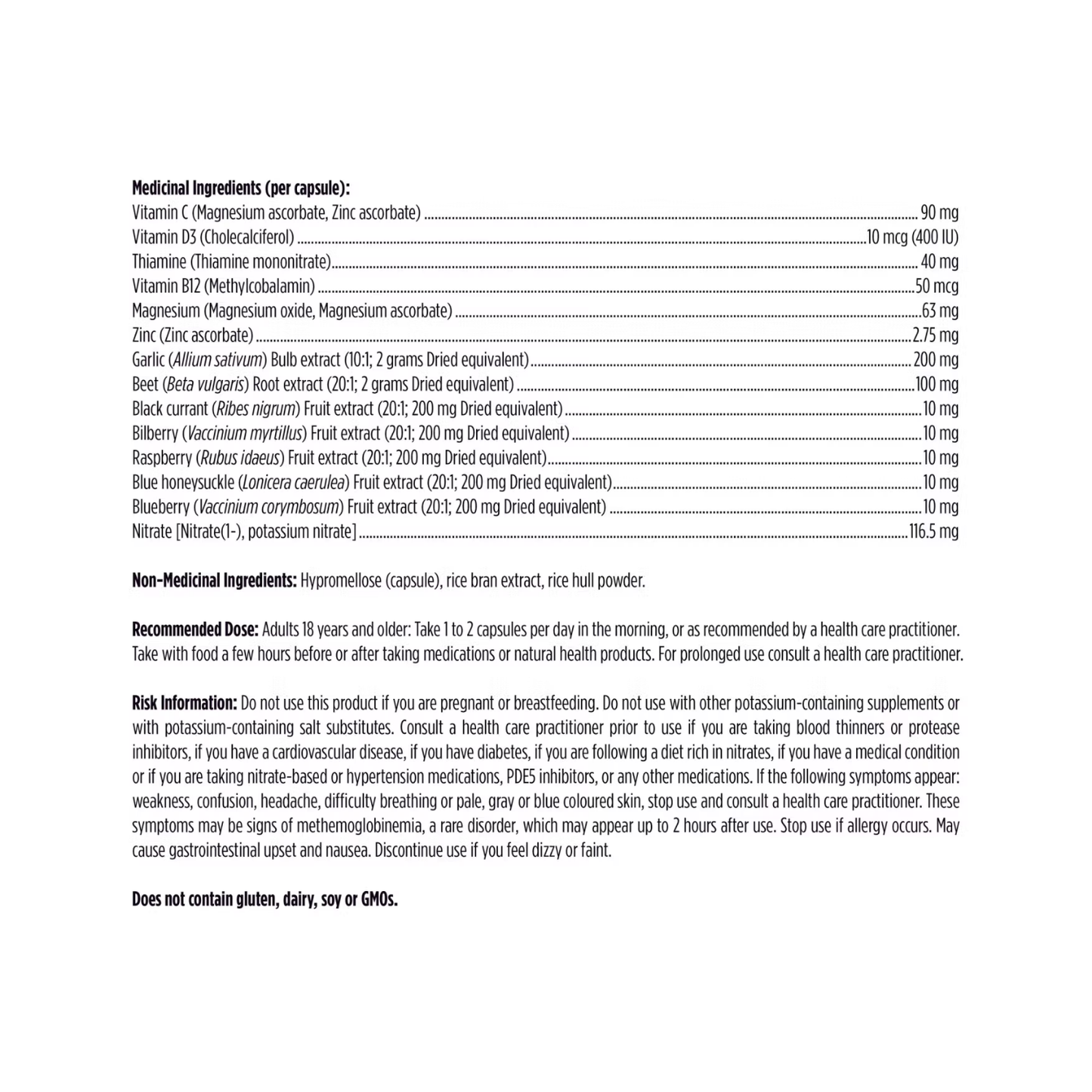 Designs For Health Vascanox HP Ingredients List