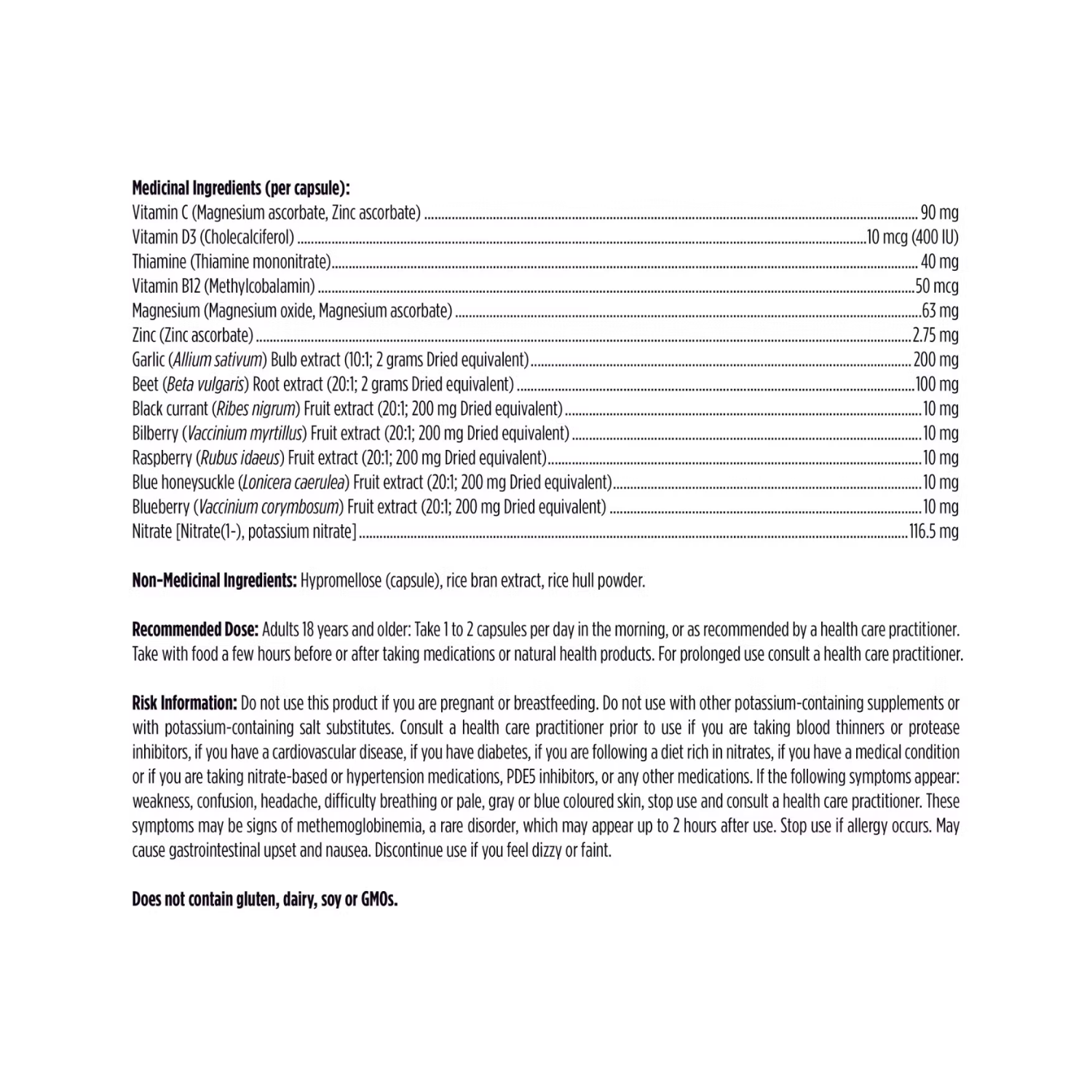 Designs For Health Vascanox HP Ingredients List