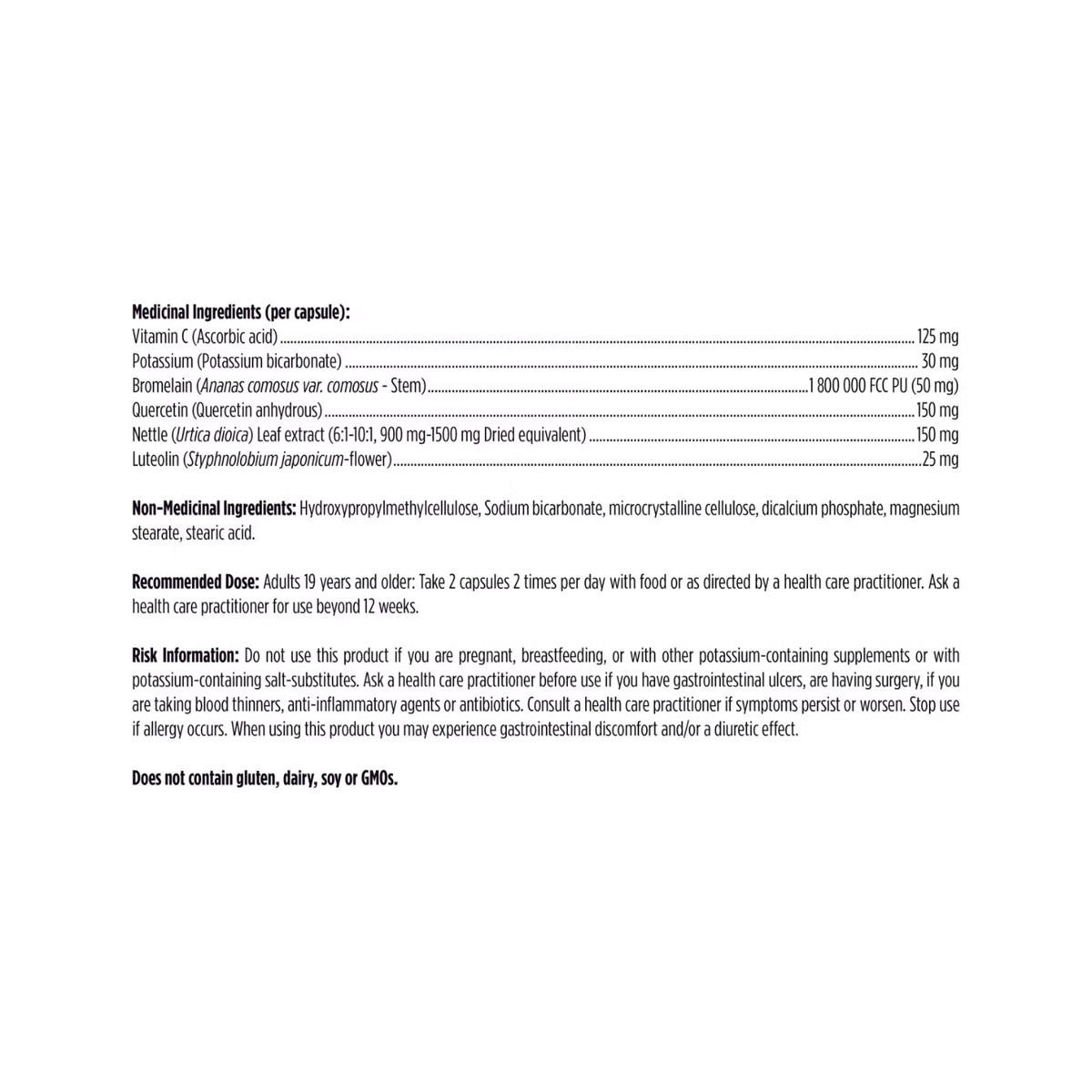 Designs for Health HistaEze Ingredient List