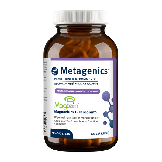Metagenics Magnesium L-Threonate supplement bottle on a white background