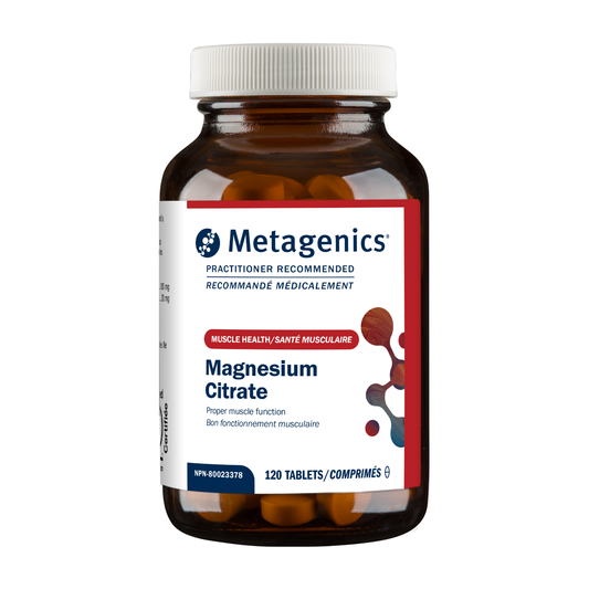 Metagenics Magnesium Citrate supplement bottle on a white background
