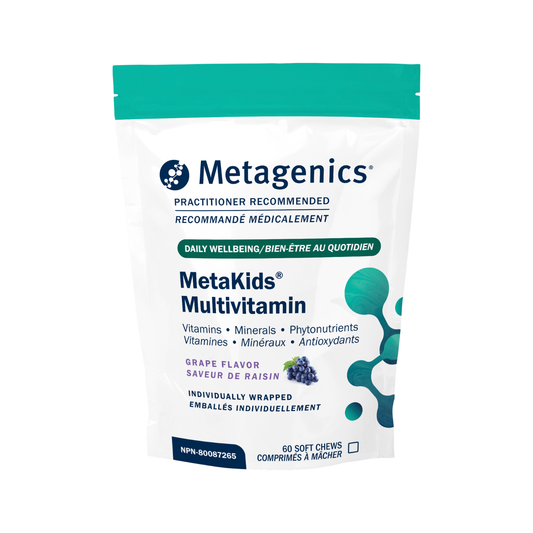 Metagenics MetaKids Multivitamin package on a white background