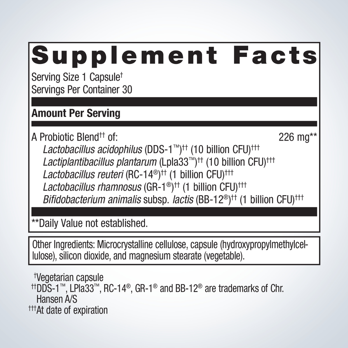 Metagenics UltraFlora® Complete Women's Probiotic Ingredient List