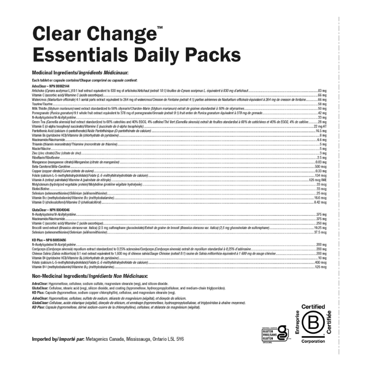 Metagenics Clear Change Daily Essentials 30 PK