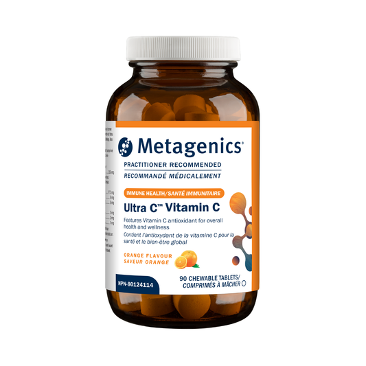 Metagenics Ultra C Vitamin C supplement bottle on a white background