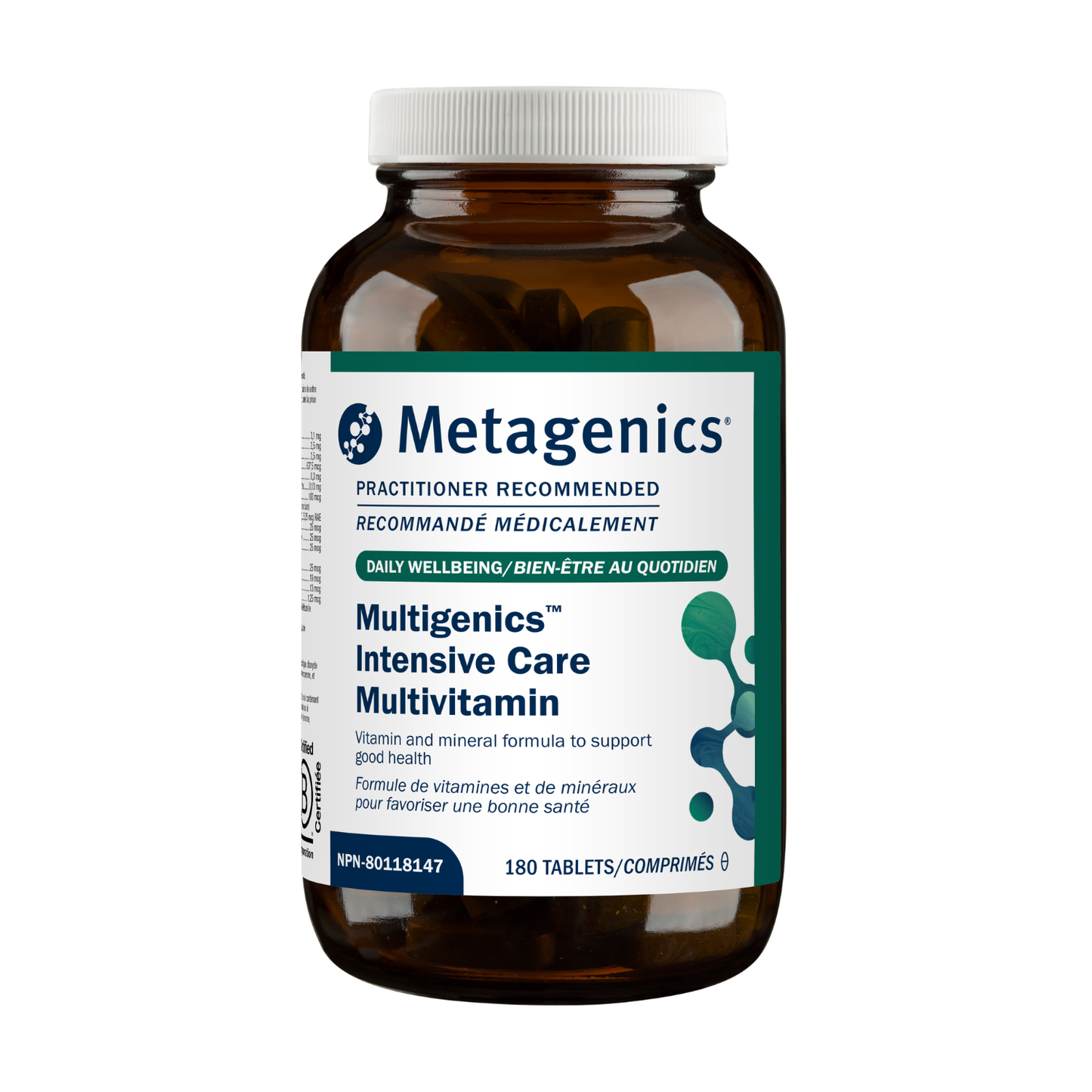 Metagenics Multigenics Intensive Care Multivitamin bottle on a white background