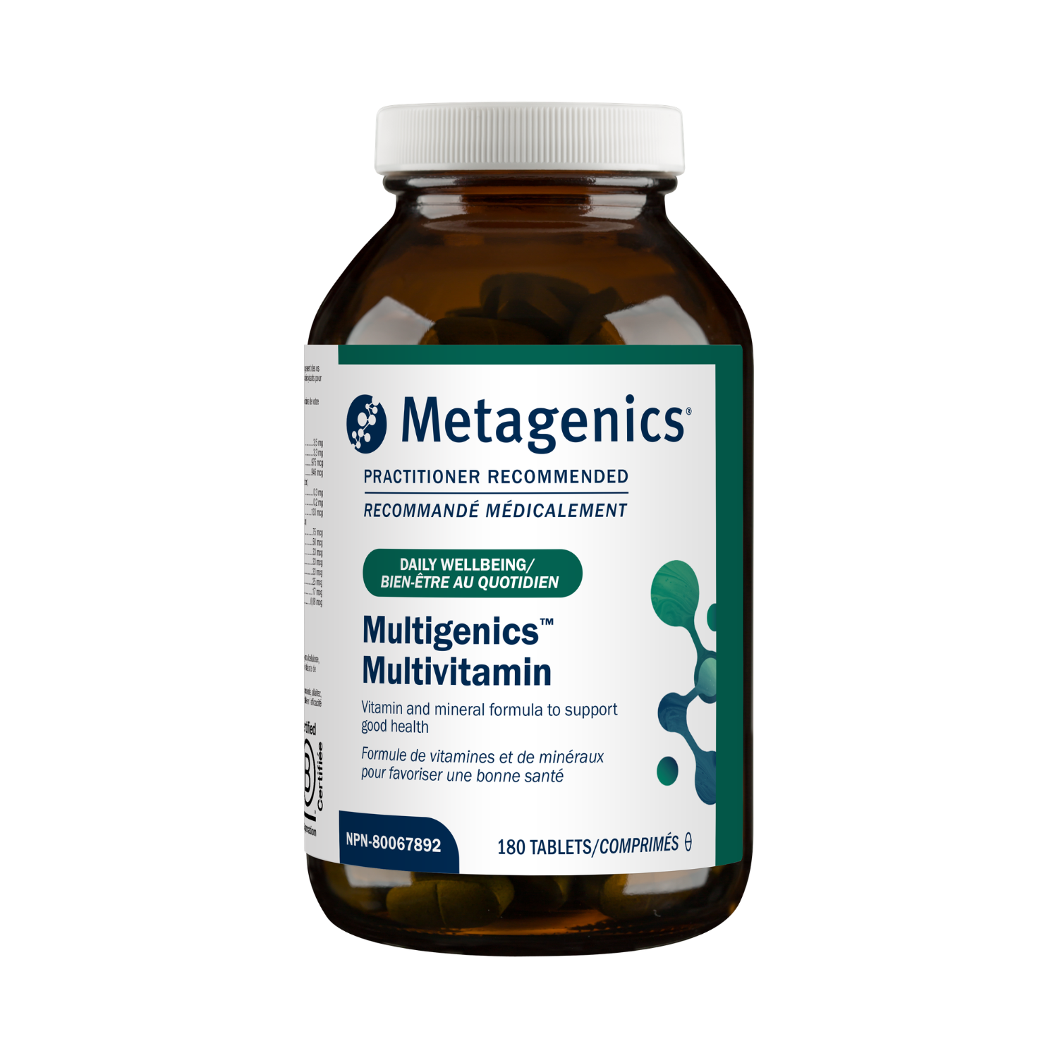 Metagenics Multigenics Multivitamin bottle on a white background