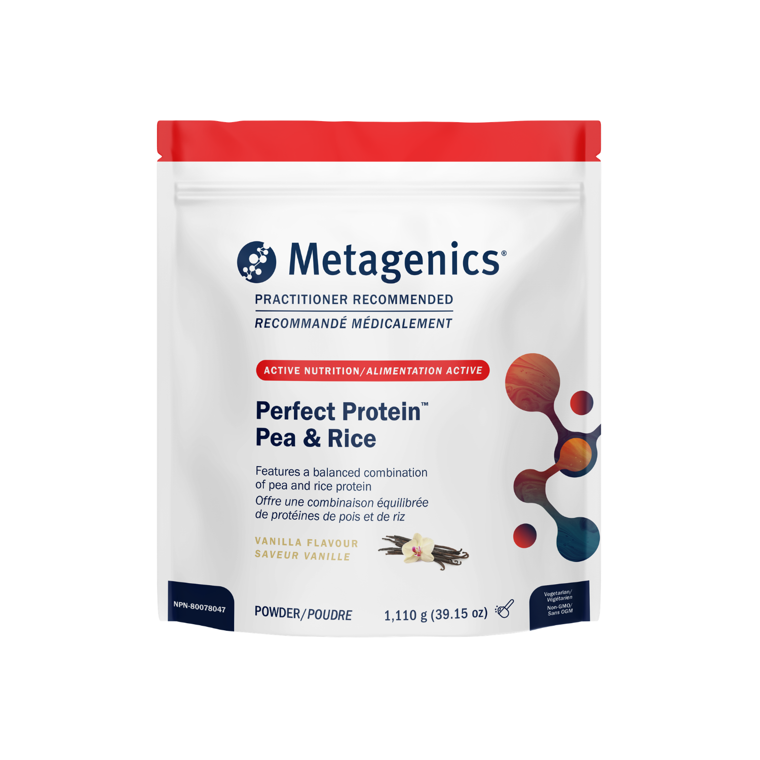 Metagenics Perfect Protein Pea & Rice package on a white background