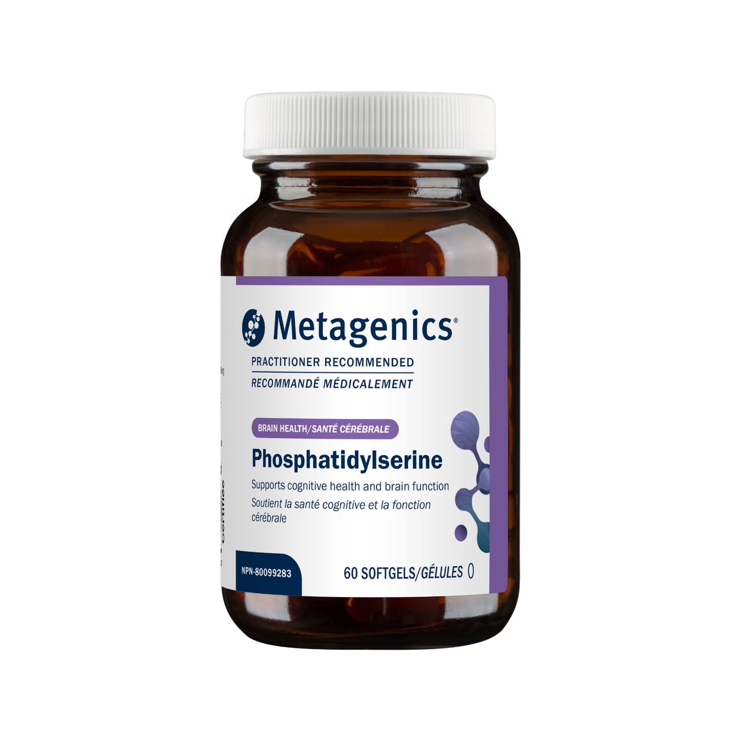 Metagenics Phosphatidylserine supplement bottle on a white background