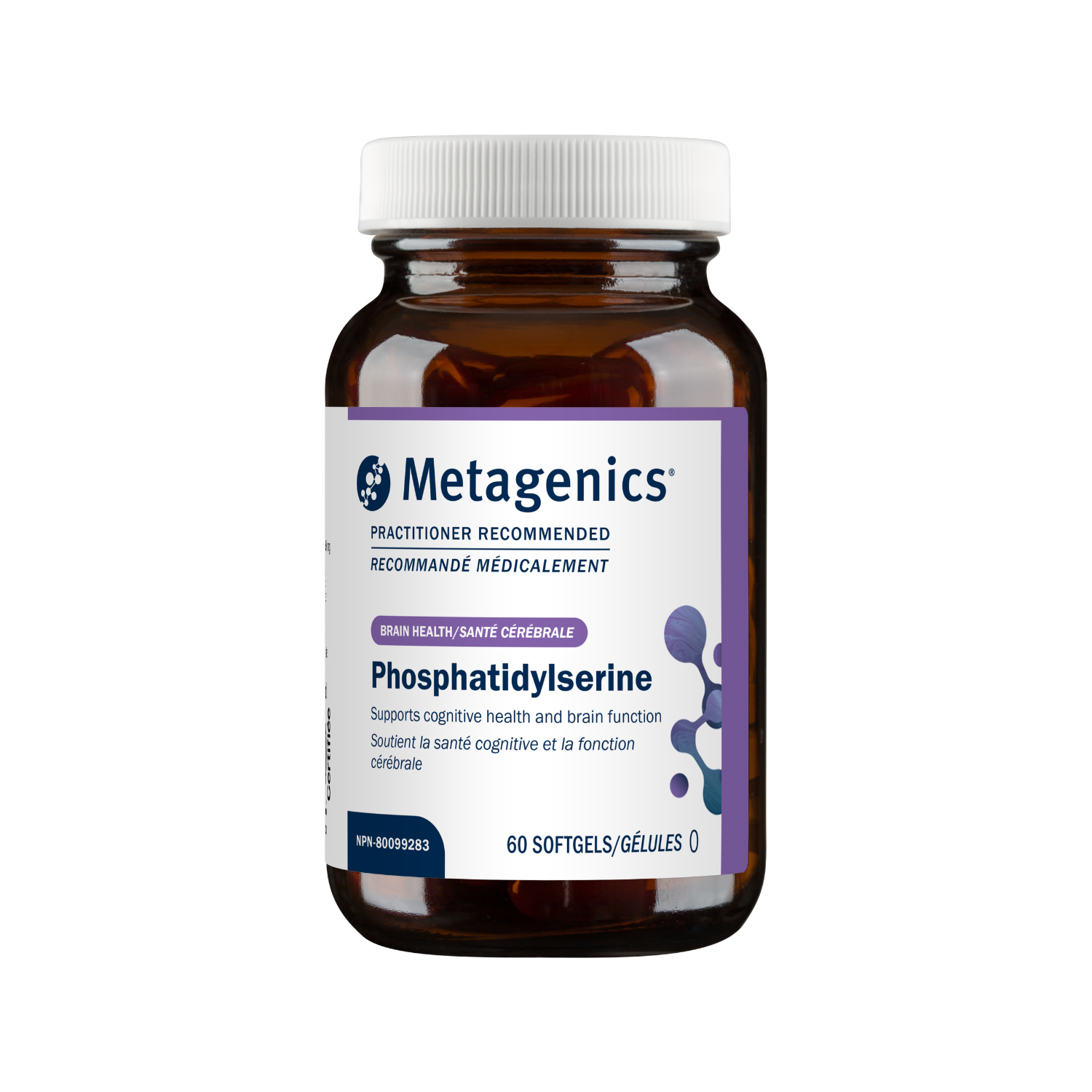 Metagenics Phosphatidylserine supplement bottle on a white background