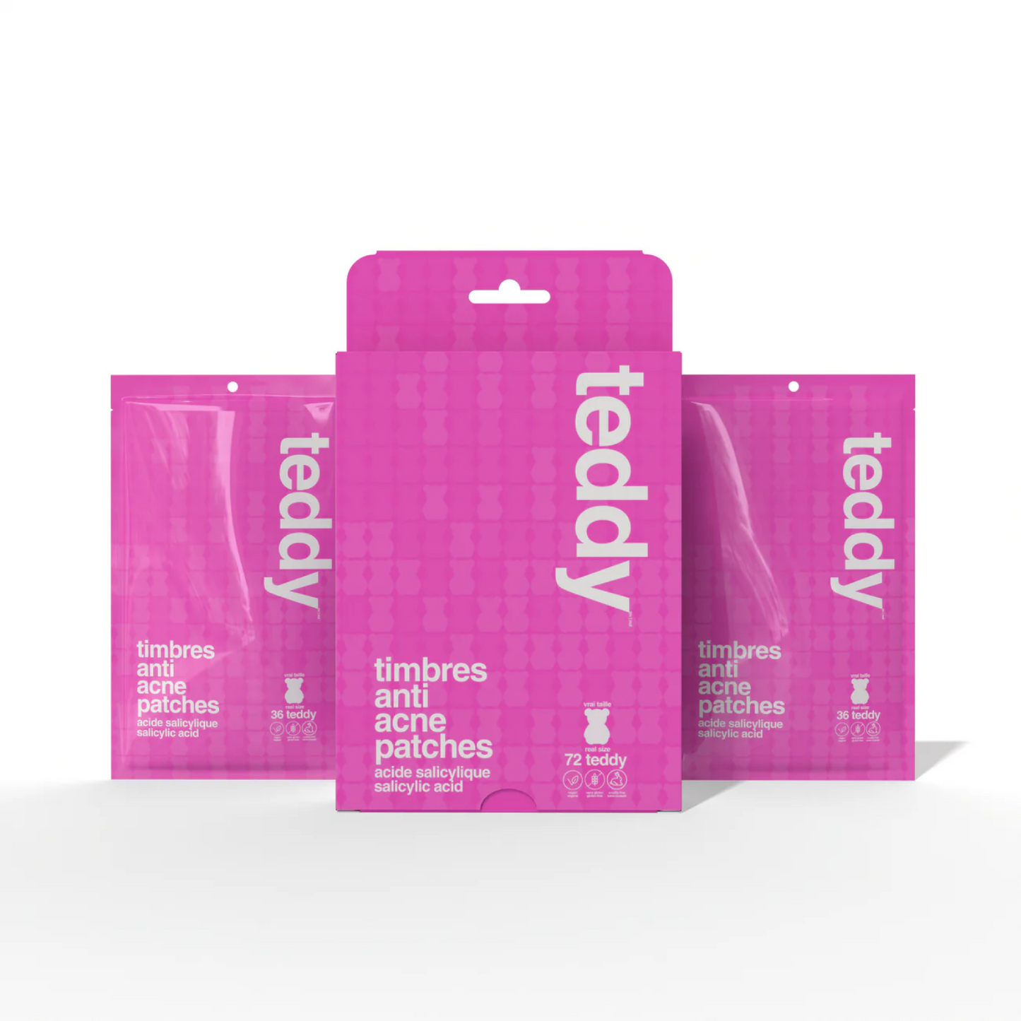 Sunny Teddy Pimple Patches with Salicylic Acid - 72 Pink Teddies