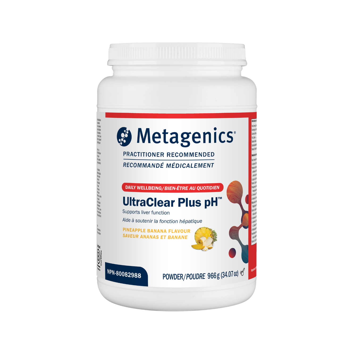 Metagenics UltraClear Plus pH supplement container on a white background