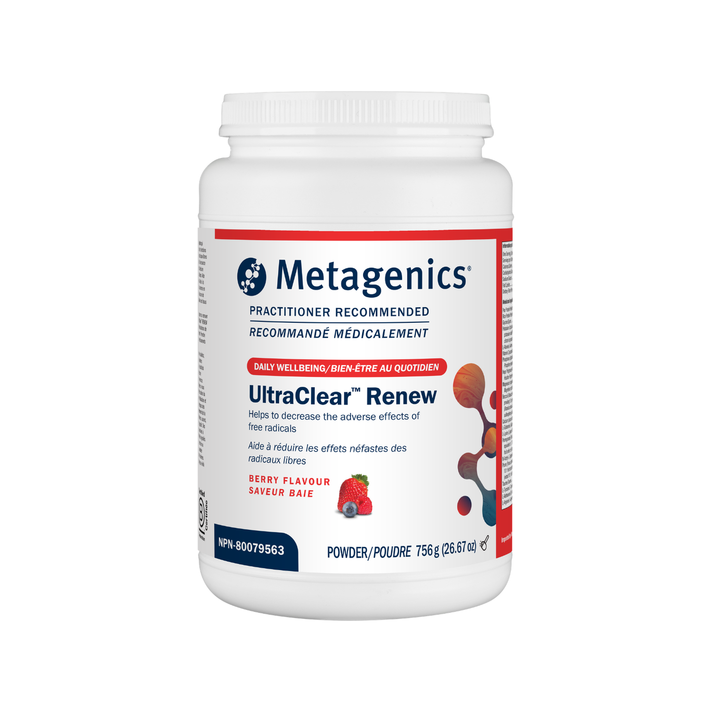 Metagenics UltraClear Renew supplement container on a white background