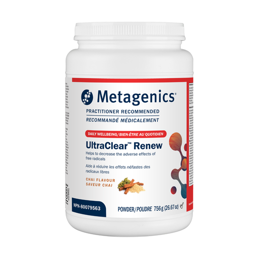 Metagenics UltraClear Renew supplement container on a white background
