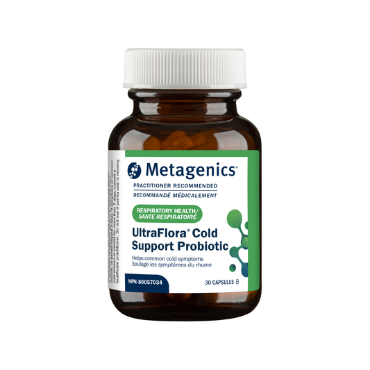 Metagenics UltraFlora Cold Support Probiotic bottle on a white background