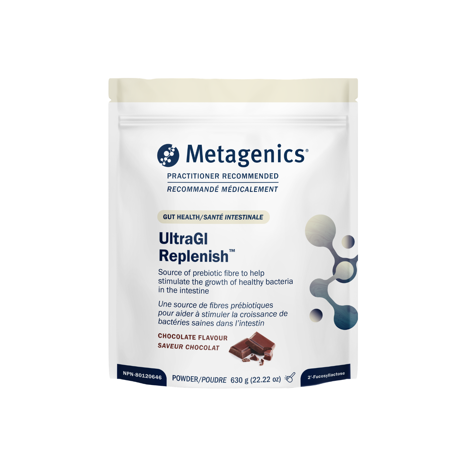 Metagenics UltraGI Replenish powder package on a white background