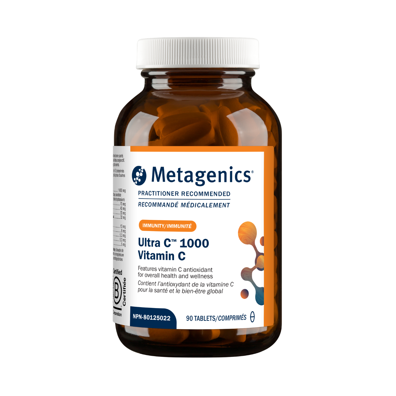 Metagenics Ultra C 1000 Vitamin C supplement bottle on a white background