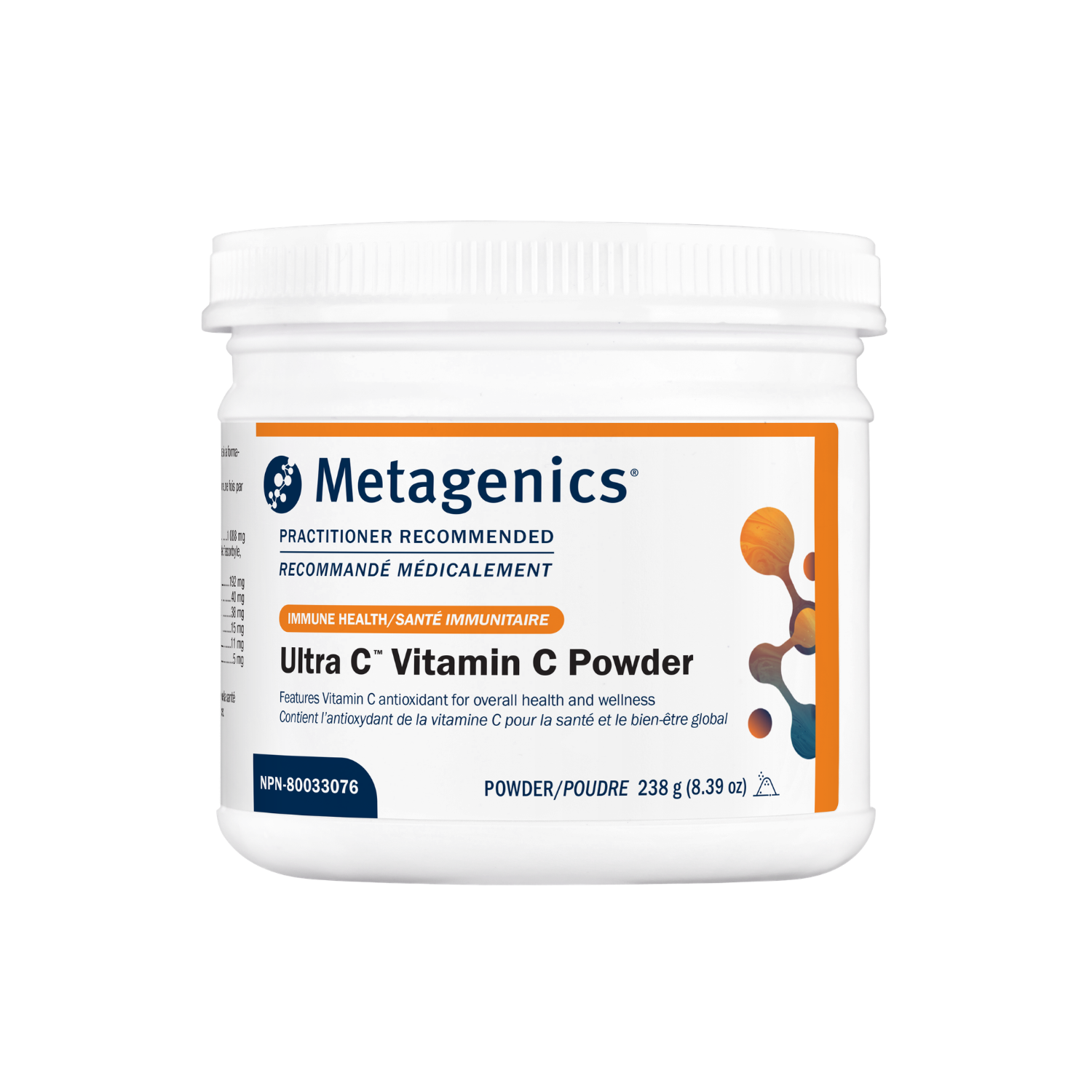 Metagenics Ultra C Vitamin C Powder container on a white background