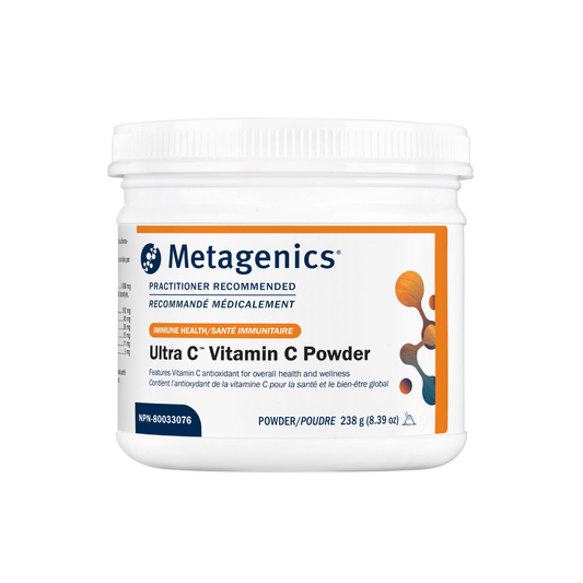 Metagenics Ultra C Vitamin C Powder container on a white background
