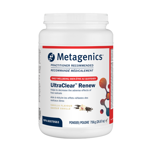 Metagenics UltraClear Renew supplement container on a white background
