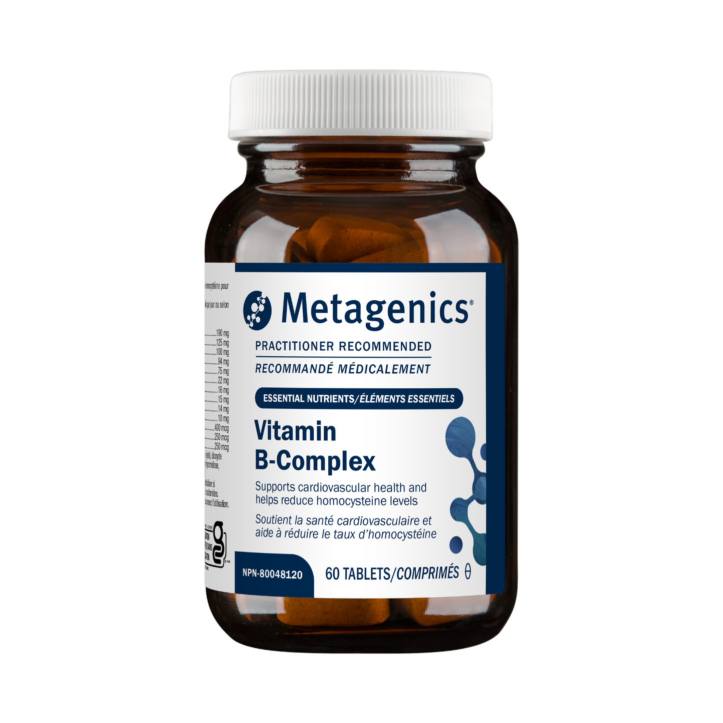 Metagenics Vitamin B-Complex supplement bottle on a white background