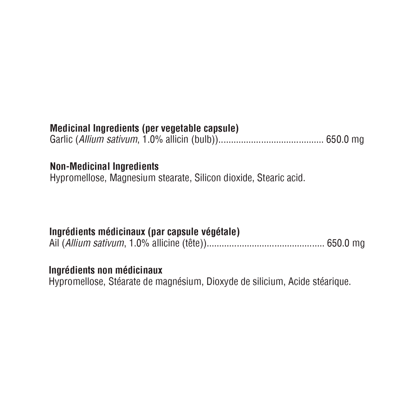 Xymogen GarliX Ingredient List
