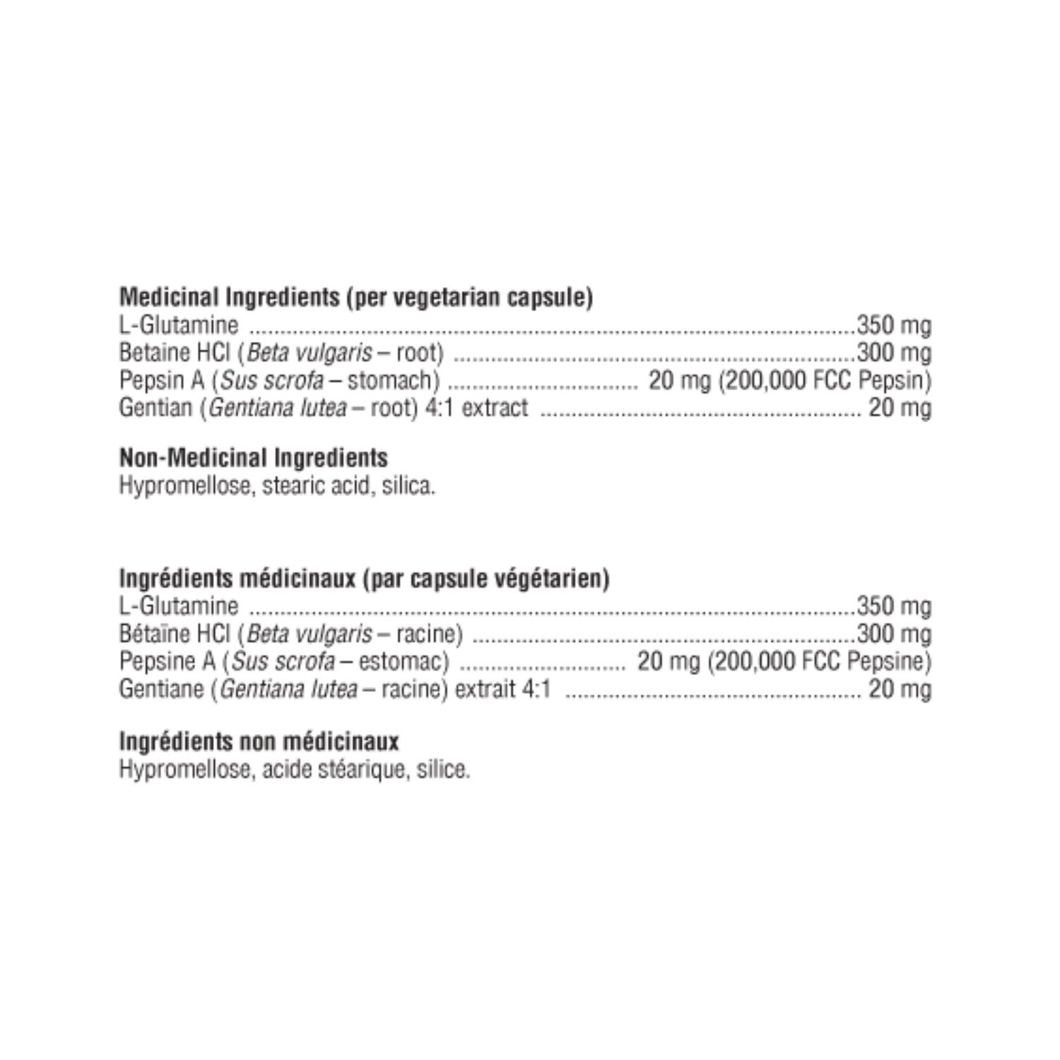 Xymogen GastrAid Ingredient List
