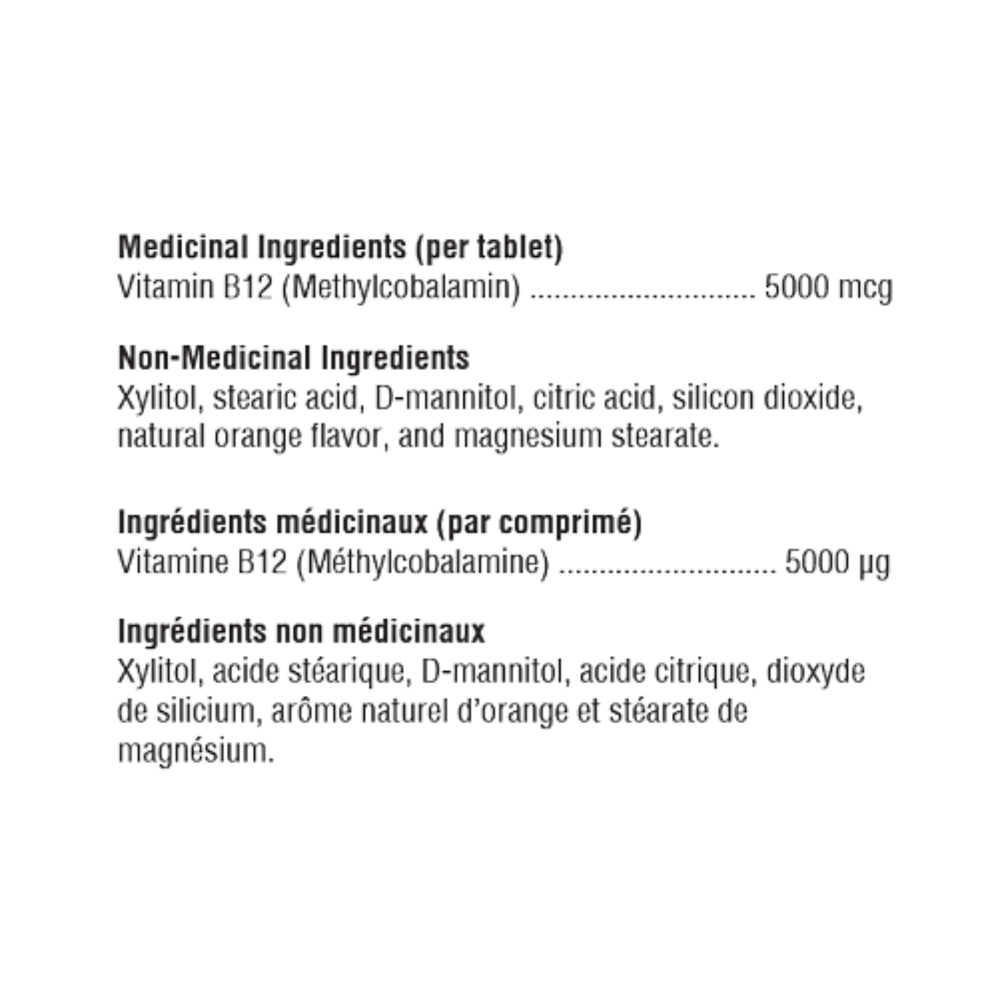 Xymogen Methylcobalamin Ingredient List