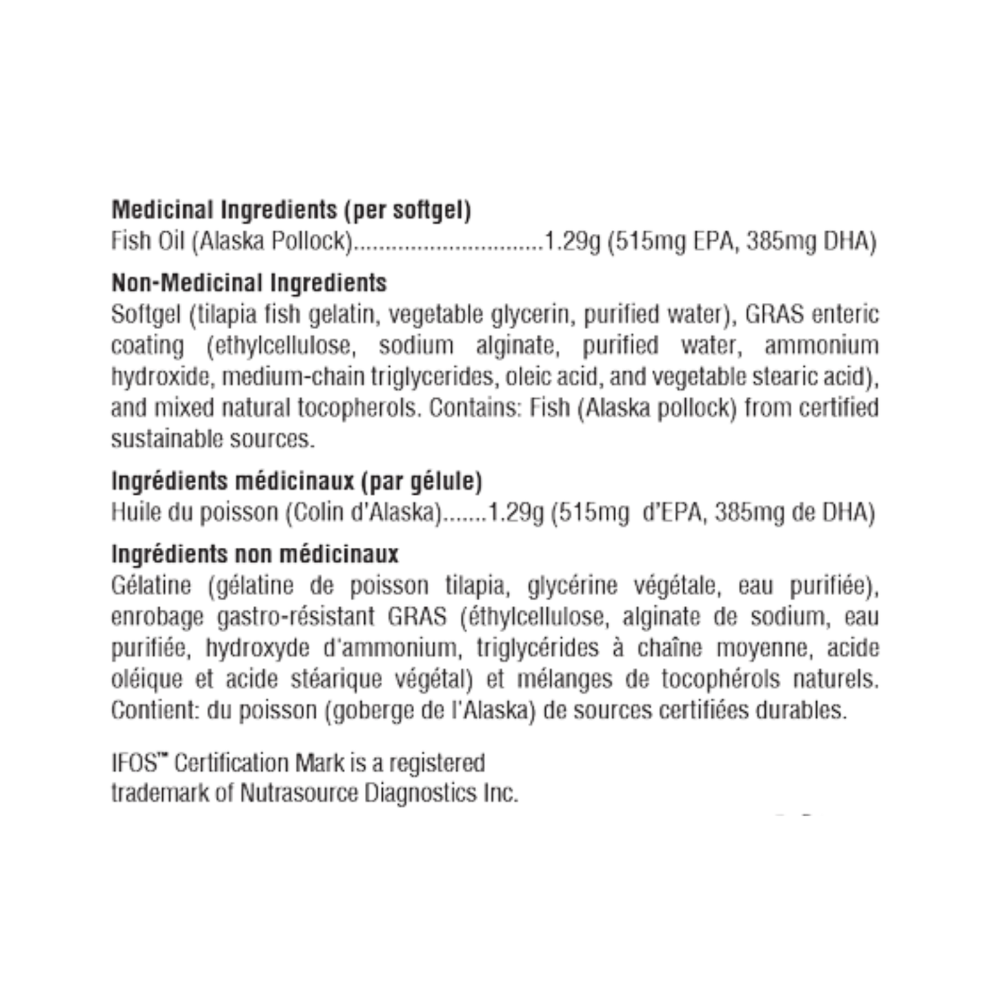 Xymogen OmegaPure 900 EC 90SG Ingredient List