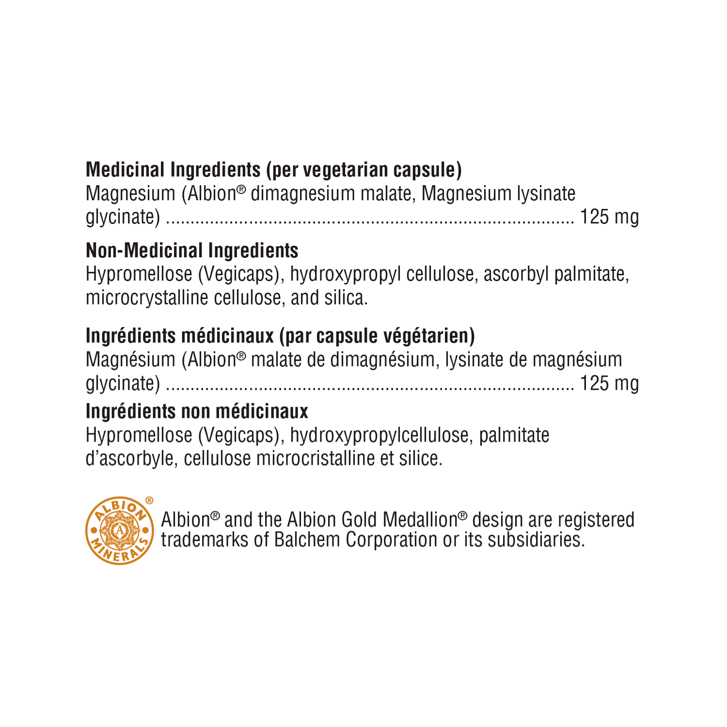 Xymogen OptiMag 125 Ingredient List