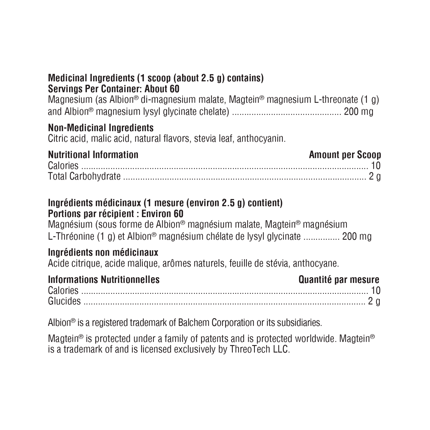 Xymogen OptiMag Threonate Ingredient List