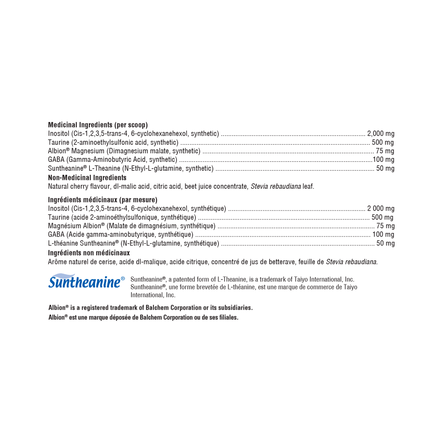 Xymogen RelaxMax Cherry Ingredient List