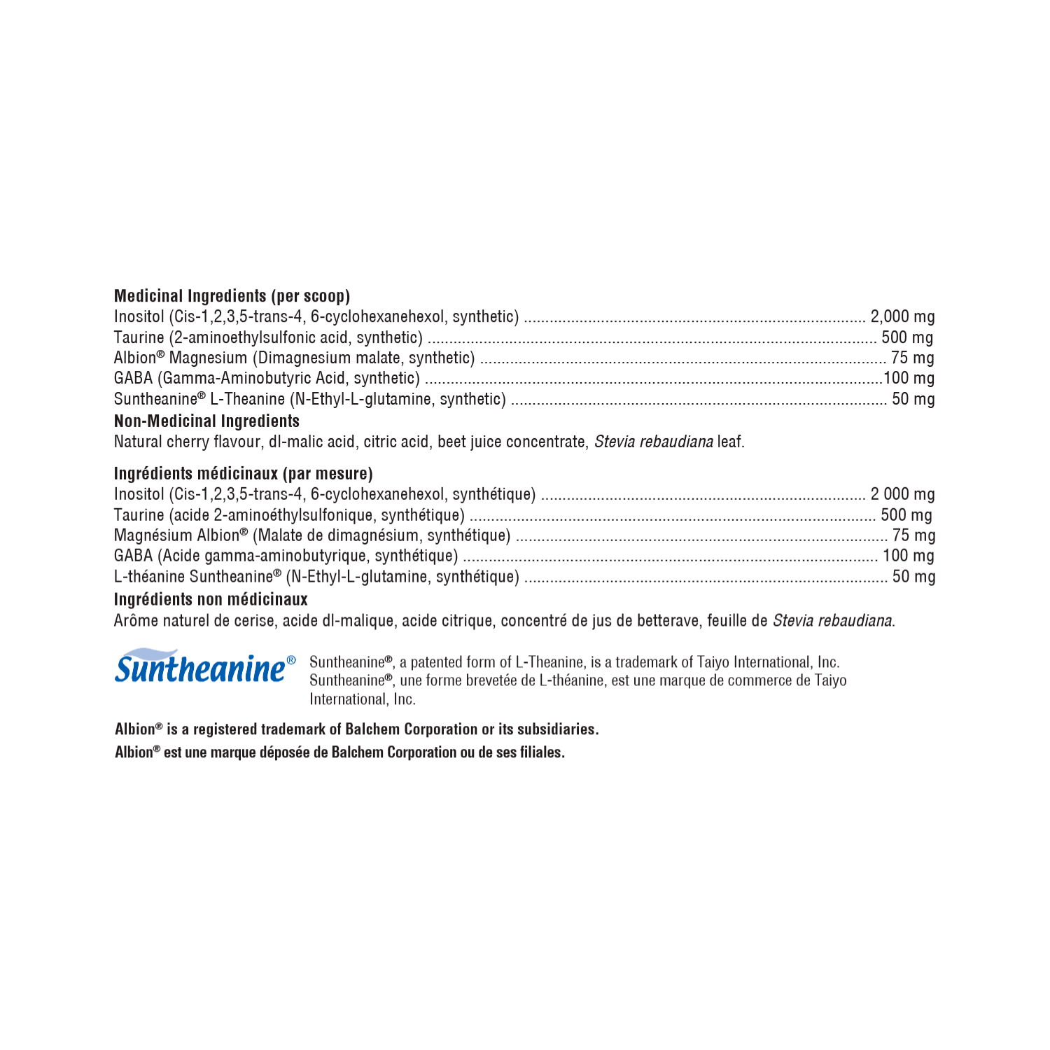Xymogen RelaxMax Cherry Ingredient List