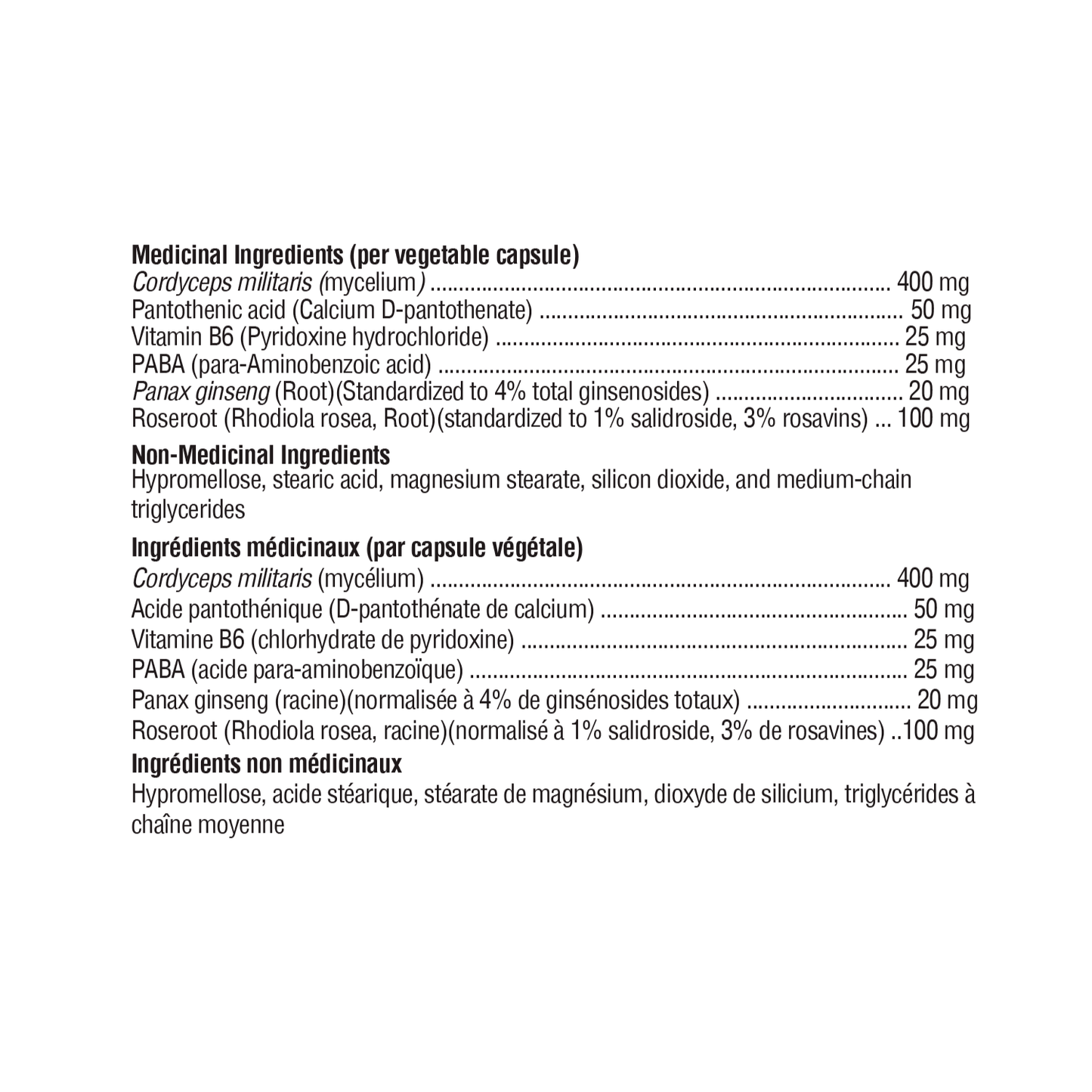 Xymogen Stress Essence Ingredient List