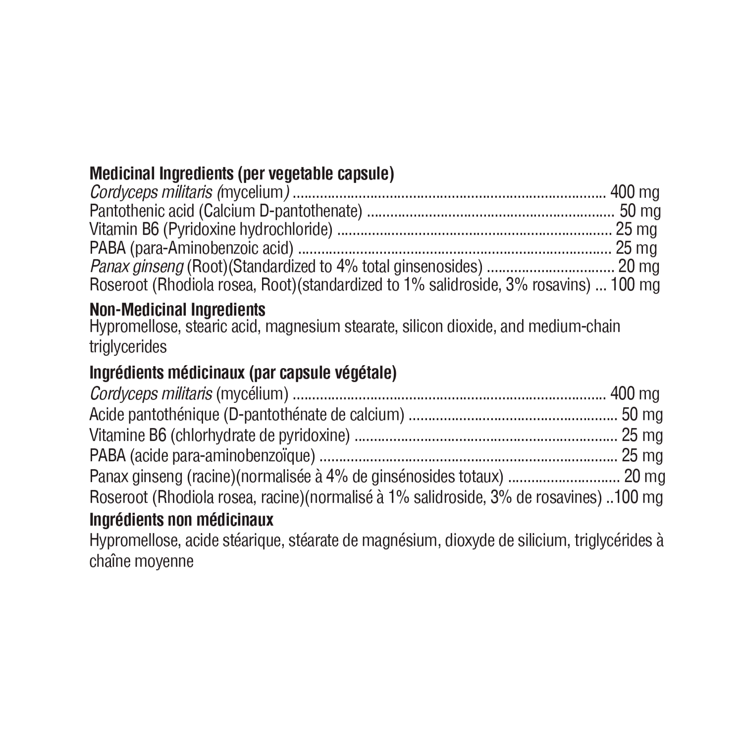 Xymogen Stress Essence Ingredient List