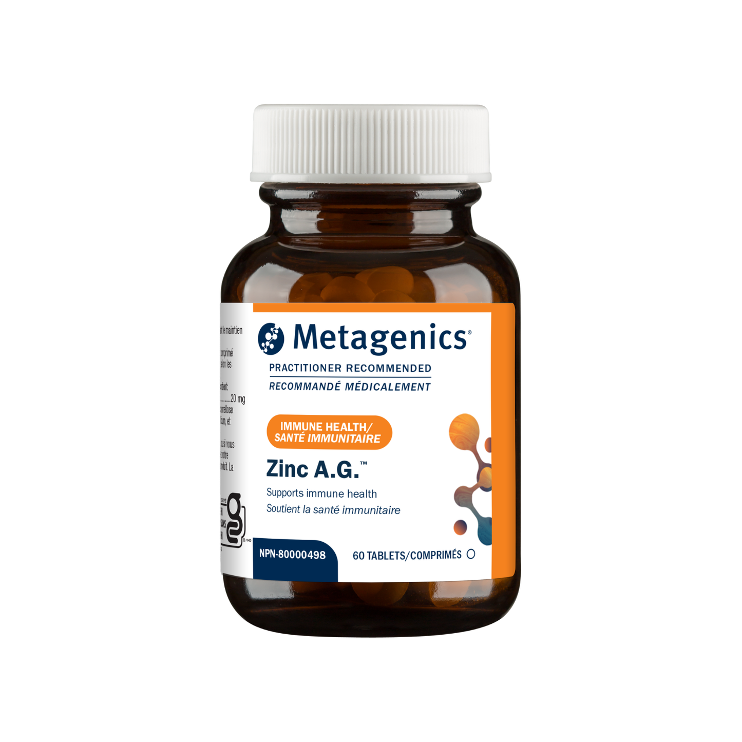 Metagenics Zinc A.G. supplement bottle on a white background